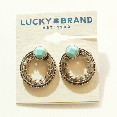 New Lucky Brand Faux Turquoise Stud Earrings Gift Vintage Women Party Jewelry