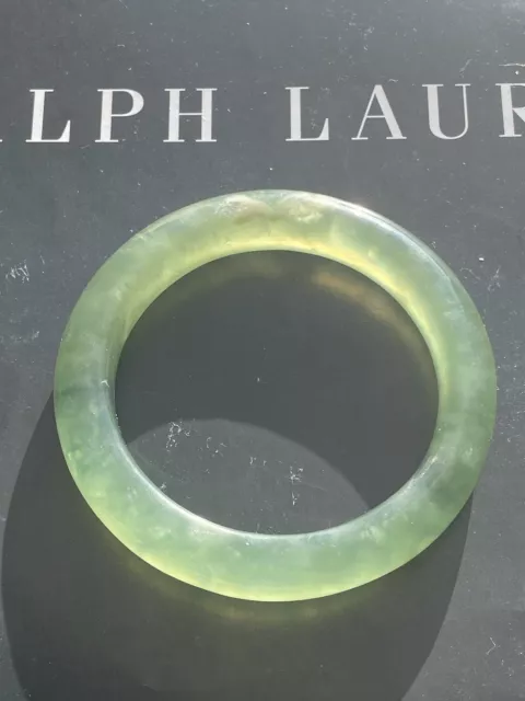 Superb Chinese Hand Carved Translucent Apple Green Jade Bangle Natural Jade 59mm