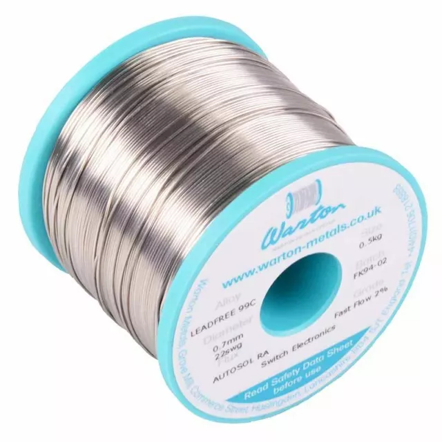 1.6mm Autosol RA 99C Fast Flow 2% Solder Wire 500g Warton Metals