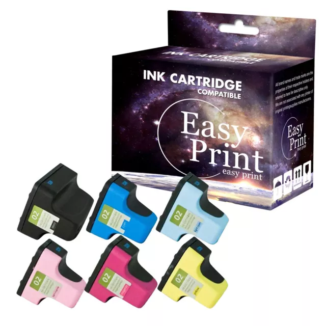 6PK 02XL Ink Cartridge replace for HP Photosmart C5180 C6180 D7355 3110 8230