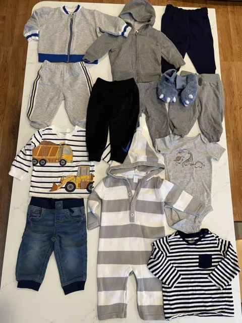 Lot of 13 Pieces- Baby Boy Clothes Sizes 6-12 Months Nike Carters Old Navy