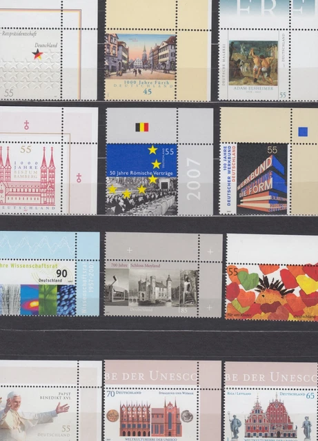 Bund, Lot aus Jahrgang 2007, Eckrand oben rechts, bestens postfrisch