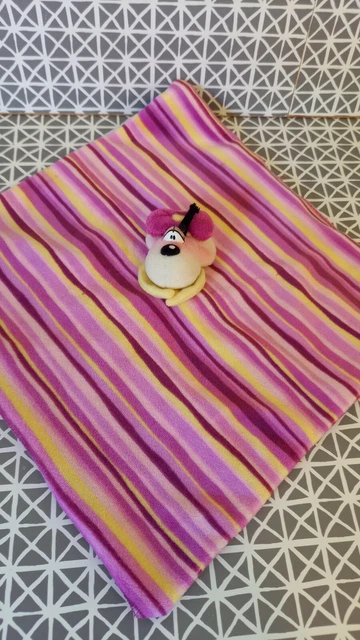 Doudou plat Diddlina rayé mauve rose jaune Diddl
