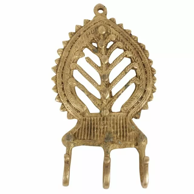 New Vintage Wall Mount Coat Hanger Golden Antique  Brass Wall Hooks Tribal Leaf