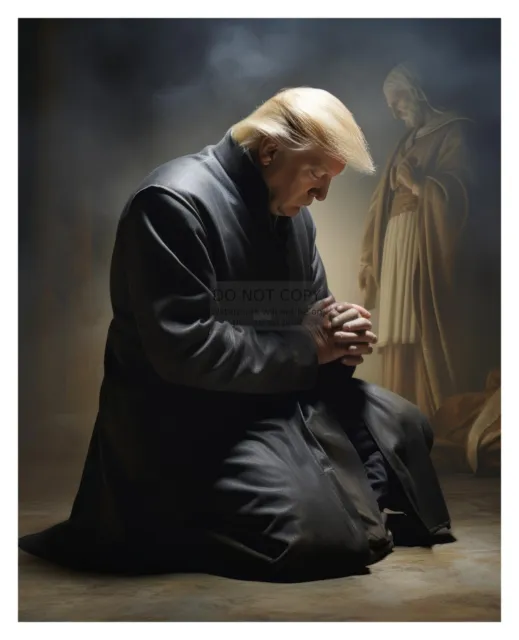 President Donald Trump Kneeling Down & Praying 8X10 Ai Photo