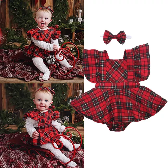Tuta a quadretti a quadretti neonata bambina neonata abito set abiti