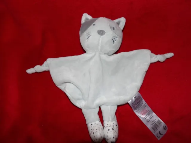 DOUDOU PLAT TOM & KIDDY Bisous d'ange Chat Gris Blanc Etoile Lune Neuf 2 DISPOS