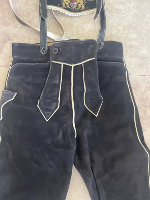Brown leather Vintage Lederhosen Men Oktoberfest embroidered Lederhosens German 