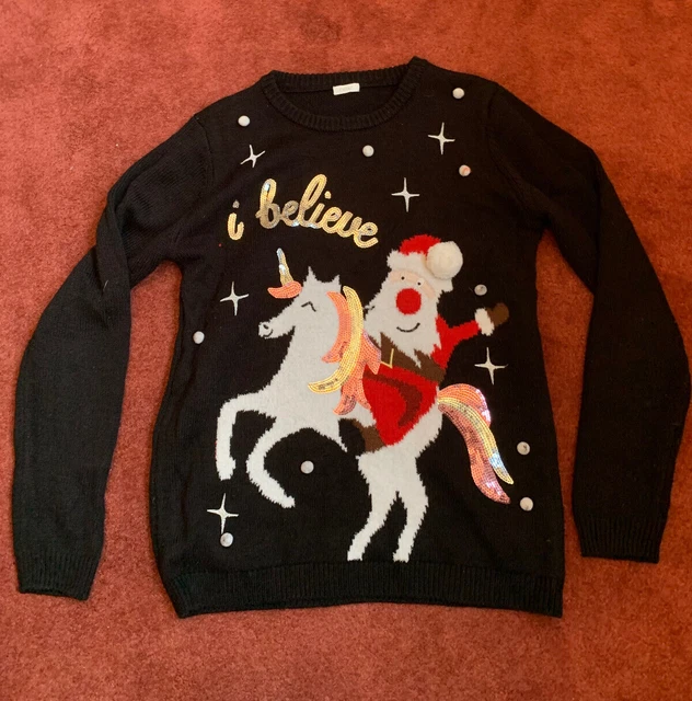 Next Girls Christmas Jumper age 14 years Santa on Unicorn
