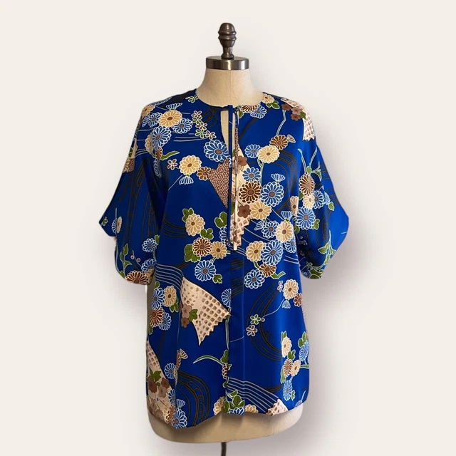 Nani Liberty House Hawaii Vintage Blouse Floral Size Medium 1970s