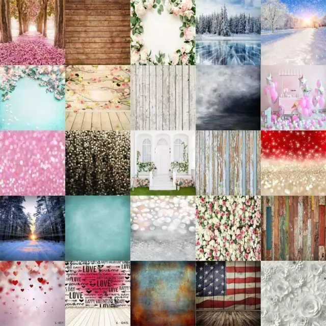 5x7/3x5ft Retro Plank/Glitter/Flower Photography Background Vinyl Backdrop Cloth 3