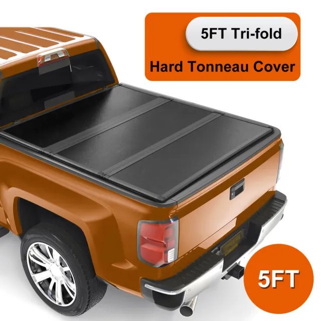 Fits 2016-23 Toyota Tacoma Truck 5Ft Short Bed Hard Solid Tri-Fold Tonneau Cover