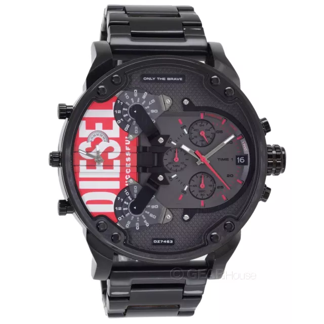 DIESEL Mens MR Daddy 2.0 Chronograph Watch, Black & Red Logo Dial, LARGE 57mm 3