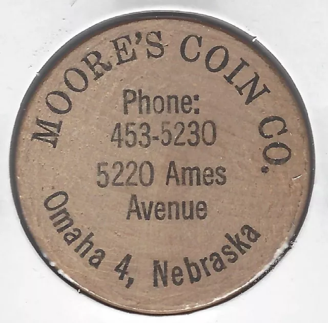 MOORE'S COIN CO., 5220 Ames Avenue, OMAHA 4, NEBRASKA, Indian Head Wooden Nickel