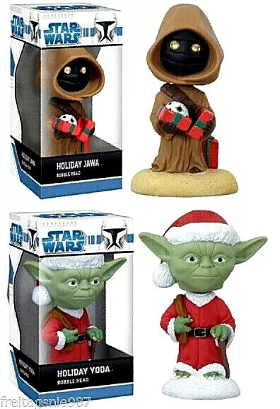 Star Wars Yoda + Jawa Holiday Christmas 2 PVC Bobble-Heads 10cm