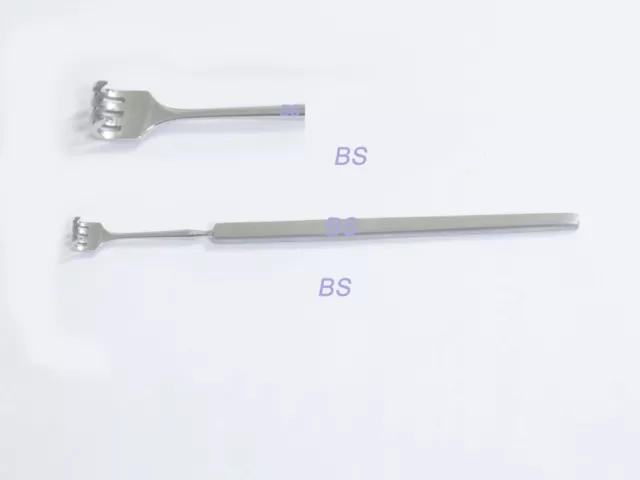 SS Knapp lachrymal sac retractor blunt 8mm wide ,four prongs Eye Surgery Inst.