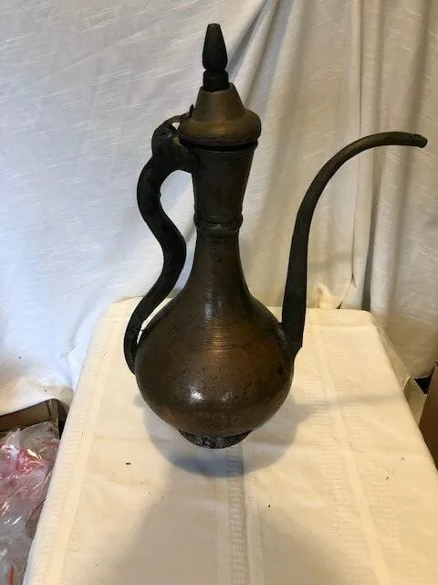 Vintage Copper & Brass Arabic Islamic Turkish Dallah Coffee Pot Hand Hammered