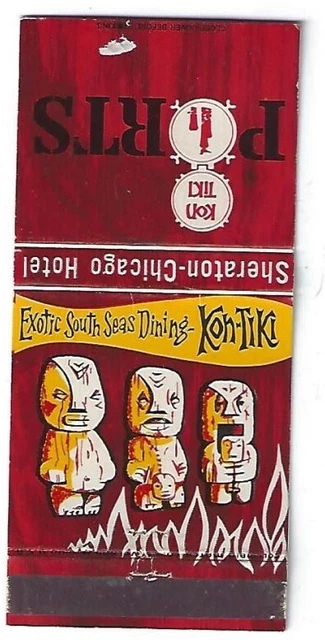 Tiki God Tropical Matchbook Kon Tiki Chicago, IL Sheraton