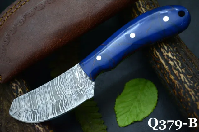 Custom Hand Forged Damascus Steel 7.6"OAL Hunting Knife Handmade (Q379-B)