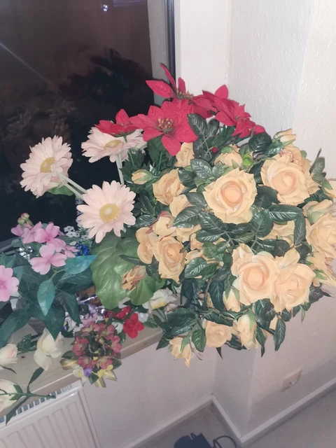 Konvolut Kunstblumen,21Teile,Rosen, Orchideen,Kranz,Zimtstern 3