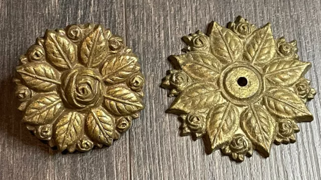 Vintage Brass Decorative Flower Pull Door Drawer Knob Handle Project Furniture