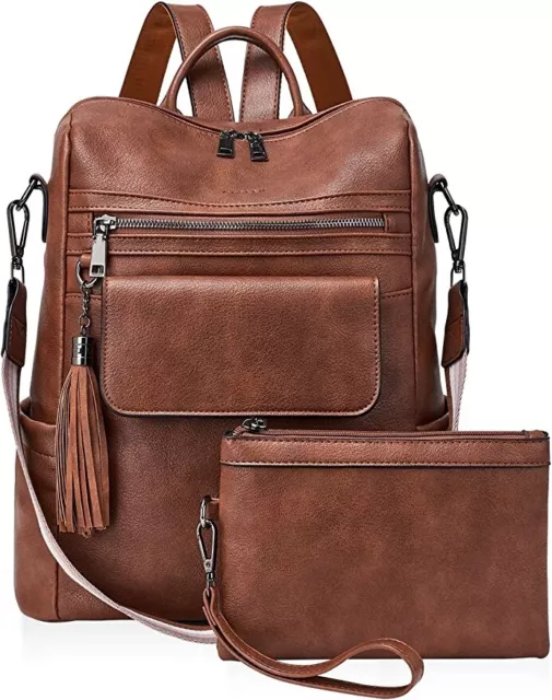 CASEEK Womens Backpack Purse Leather: Fashion Convertible Ladies Shoulder Bag Tr