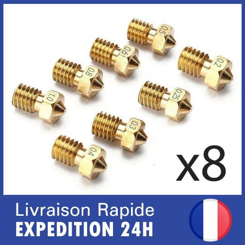 10 Buses En Laiton Pour Imprimante 3D - Diamètre 0,4mm - Compatible Volcano Anycubic Vyper Kobra Max