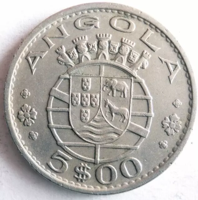 1972 ANGOLA 5 ESCUDOS - Excellent Coin - FREE SHIP - Bin #170