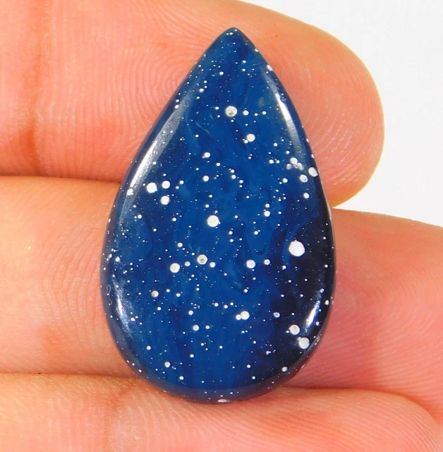 33.85Cts. 100% Naturel Unique Bleu Apatite Poire Cabochon Libre Pierre