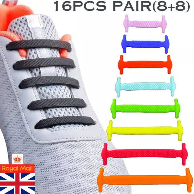 Elastic Shoe Laces No Tie Silicone Rubber shoelaces trainers shoes Adults & Kids