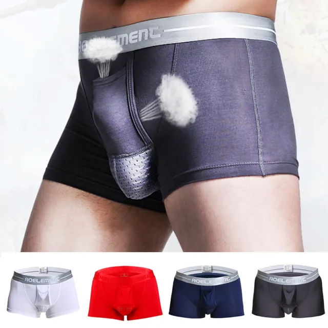 Mens Underwear Separate Penis Ball Pouch Breathable Comfort Sport Boxer Shorts