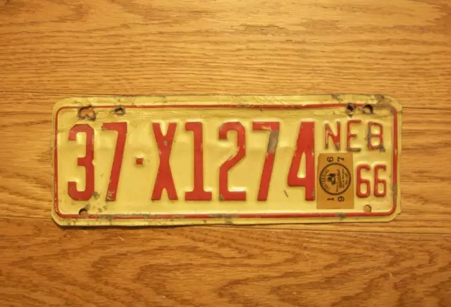 Single Nebraska License Plate - 1966/67 - 37-X1274 - Trailer  -  Phelps County