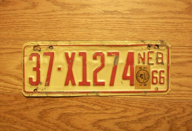 Single Nebraska License Plate - 1966/67 - 37-X1274 - Trailer  -  Phelps County