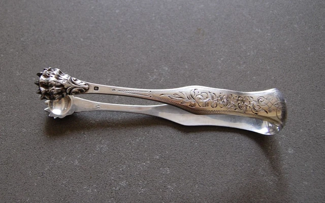 Pince à Sucre Ancienne En Argent Massif - XIXe Siècle - Motif Pattes De Lion, Poinçonnée