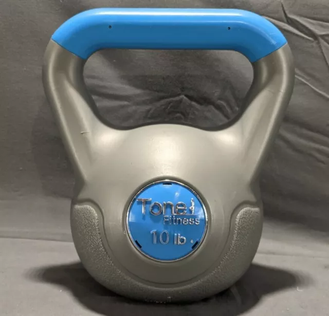 Tone Fitness Cement Filled 10lbs Kettlebell Blue Gray Excellent Used Condition