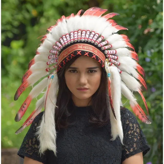 Warbonnet Native Small Swan Fur American Halloween Headpiece Headdress Apache