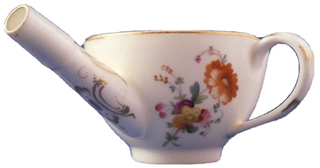 Antico 19thC Inglese Porcellana Floreale Invalidi Neonato Alimentatore Coalport