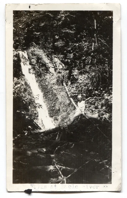 1925 Woman Posing at Eagle River Falls Keweenaw Copper Country Michigan MI Photo