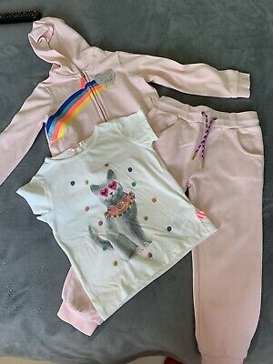 Lovely Girls Pink Rainbow Billie Blush Tracksuit & Cat T-shirt Age 4 Yrs 110cm