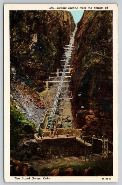 Postcard CO Scenic Incline From Bottom Of The Royal Gorge Linen A6