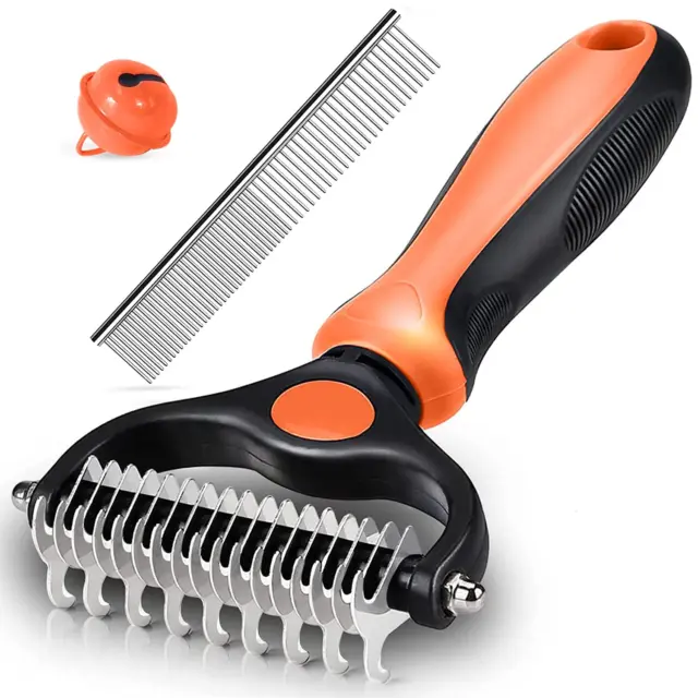 Pet Grooming Brush - Dual Sided Cats and Dogs Brush for Shedding and Dematting,