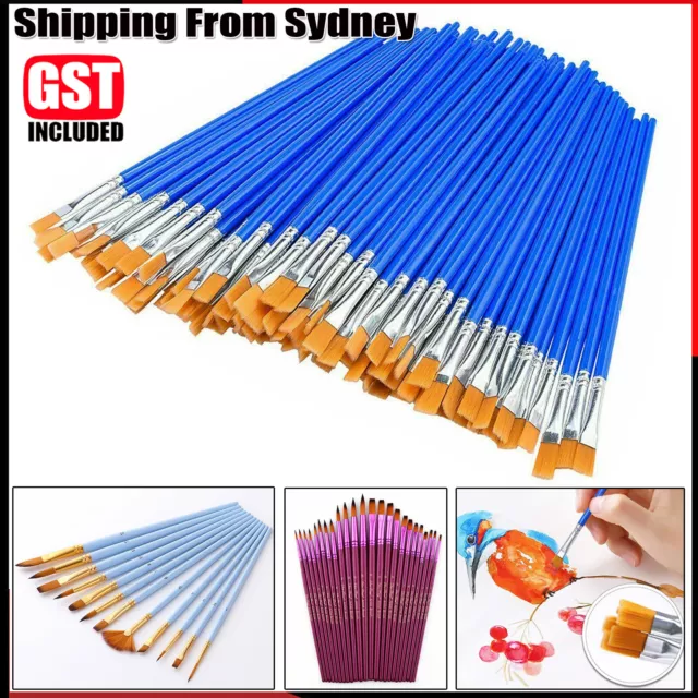 12-50PCS Paint Brushes Small Brush Bulk for Detail Painting Craft Art Gift AUS