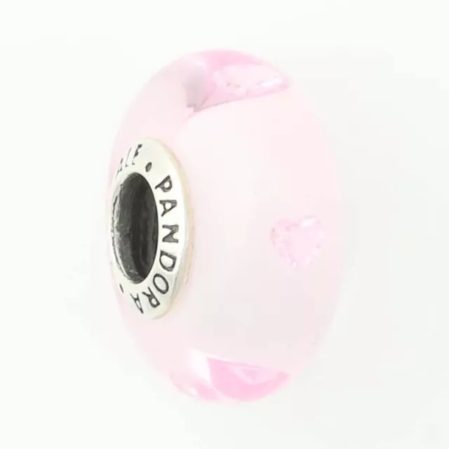 NEW Authentic Pandora Pink Hearts Charm - Silver Murano Glass 791632PCZ Love