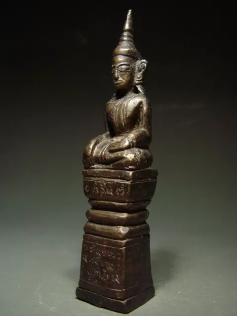 RARE ANTIQ LAOS MEDITATING CHIENG LUANG ALTAR BUDDHA w/ INSCRIPTIONS  18/19th C.