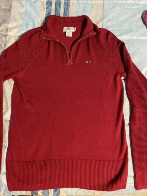 Vineyard Vines Women's Merino Wool 1/4 Zip Sweater Red Long Sleeve Size XS