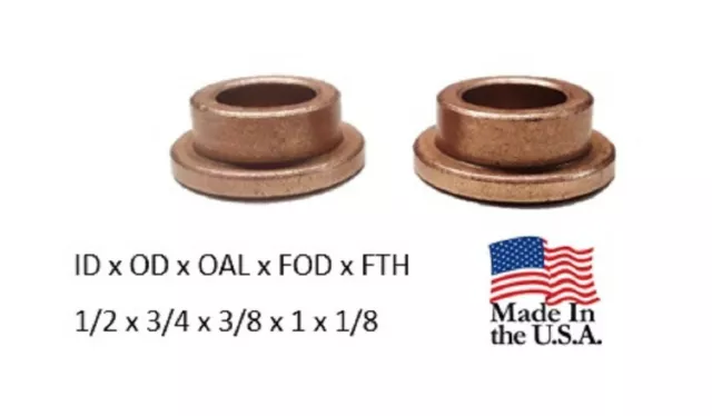 2pc, American Bronze, 1/2x 3/4x 3/8x 1x 1/8,  Made In USA Flanged Bronze Bushing