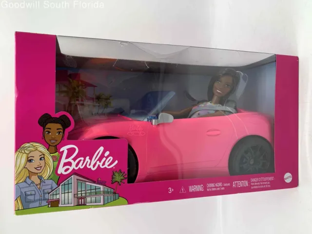 Mattel Pink Glam Convertible Car With Barbie Girl Doll Damaged Packaging