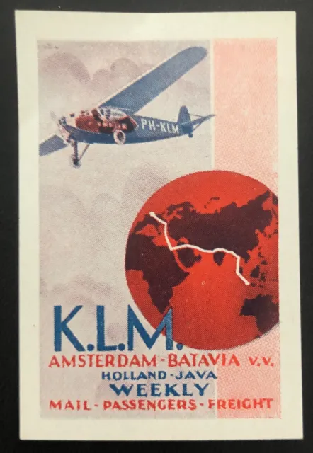 Mint Netherlands Baggage Label Tag KLM Royal Dutch Air Lines Amsterdam Batavia
