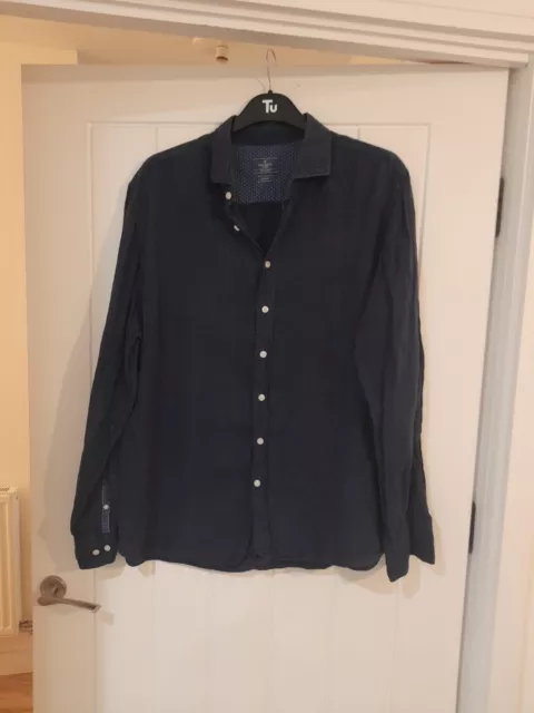 Hackett London Mens XXL Navy Shirt Slim Fit