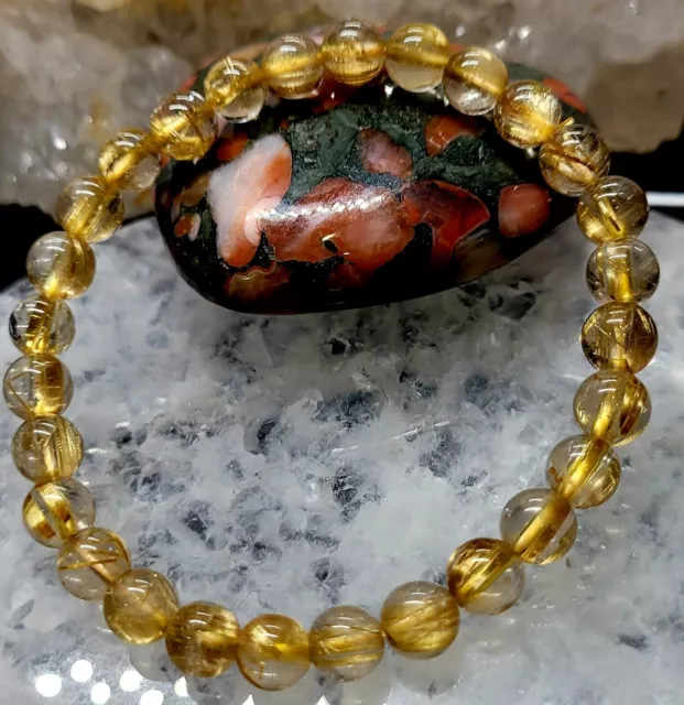 Natural Golden Rutilated Quartz 6mm Bracelet